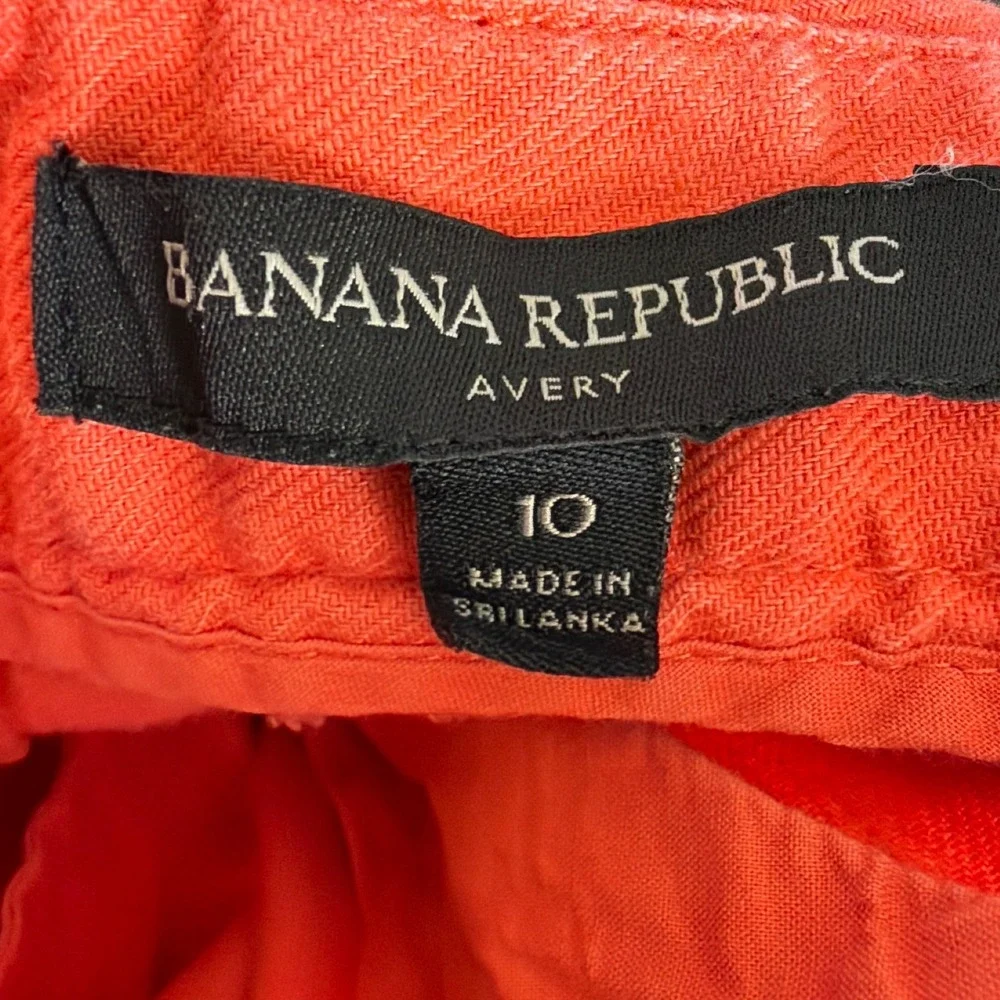 Banana Republic Avery Ankle Pants Coral Orange Linen/Cotton Blend Size 10 Womens